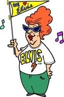 Old Woman Elvis Fan drawing