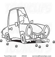 Black And White Cartoon Car N7