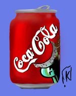 can with Coca Cola on the purple background