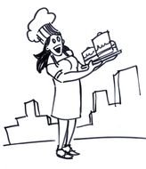 woman with cake