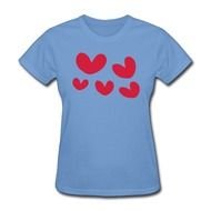 Clip Art of blue t-shirt with red hearts