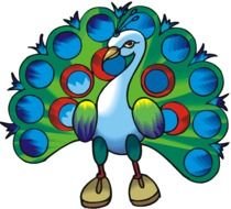 Cartoon peacock with the colorful feathers clipart