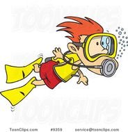 Diving Scuba Diver Cartoon N2