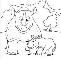 rhinoceros and child of the rhinoceros drawing