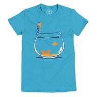 blue t-shirt with a pattern on a white background