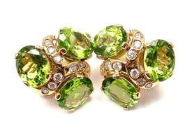 Verdura Three Stone Peridot Diamond Yellow Gold Earrings Image 2
