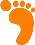Orange Footprint Right Clip Art Vector Online Royalty