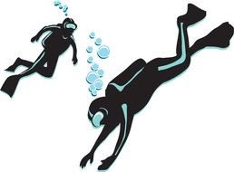Diver man Clip Art drawing
