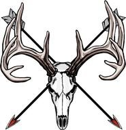 drawn deer skull and two arrows