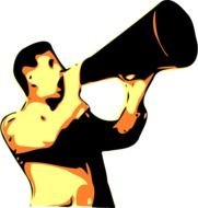 silhouette of a man with a megaphone