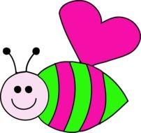 Pink and green cartoon Bee