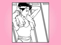 Girl In Locker Room drawing