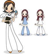 drawn three cartoon girls