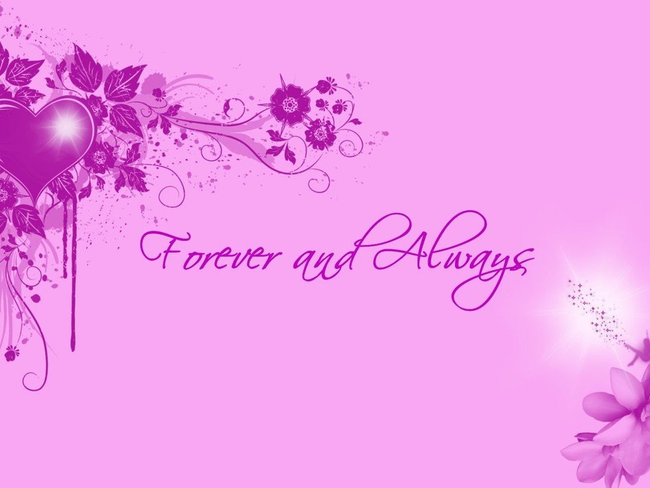 Forever And Always, purple drawing with heart and flowers free image