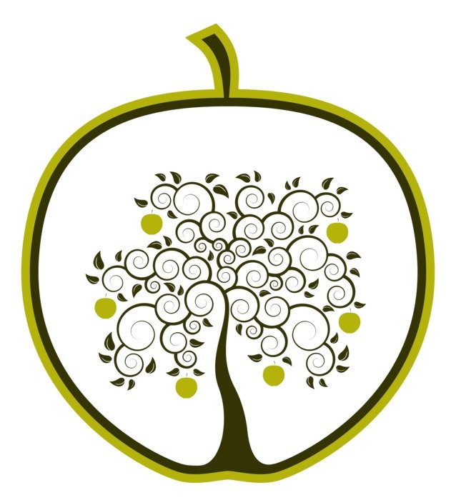 tree logo in the middle of the apple