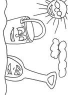 Beach Pail And Shovel Coloring Page drawing