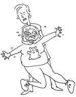 cartoon angry man holding crying woman, drawing