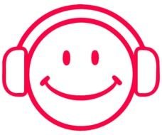 Cartoon Smiley With Headphones drawing