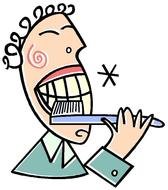 cartoon man is brushing his teeth