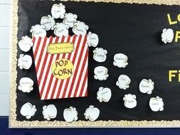Popcorn on Bulletin Board, drawing