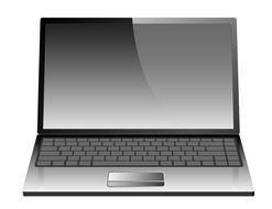 open Laptop Computer, greyscale drawing