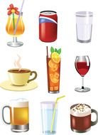 Different colorful beverages in the glasses clipart