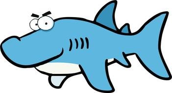 Colorful cartoon shark clipart