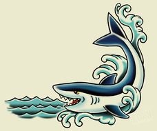 Old School Shark Tattoo Flash drawing
