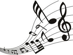 black musical notes in rows