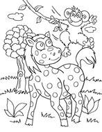 animals on nature as a black and white graphic illustration