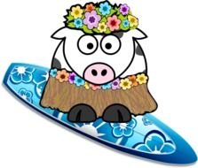 Surfer Girl Cow By KAMC This Hits The Waves In A Hula Skirt
