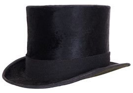 Black top hat for men in 1850s