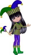 cartoon girl in jester costume