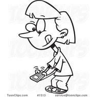 Black And White Cartoon Little Girl