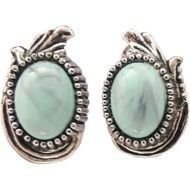Turquoise And Silver Button Earrings