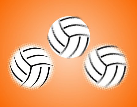 three balls on the orange background