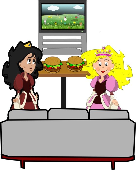 meeting of two cartoon beautiful princesses