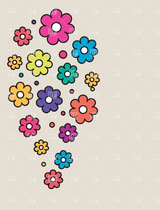 Drawing of the colorful daisy flowers clipart