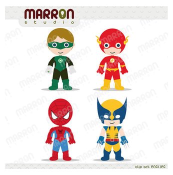 Flash Spider Man Wolverine Clip Art Birthdays Instant Digital