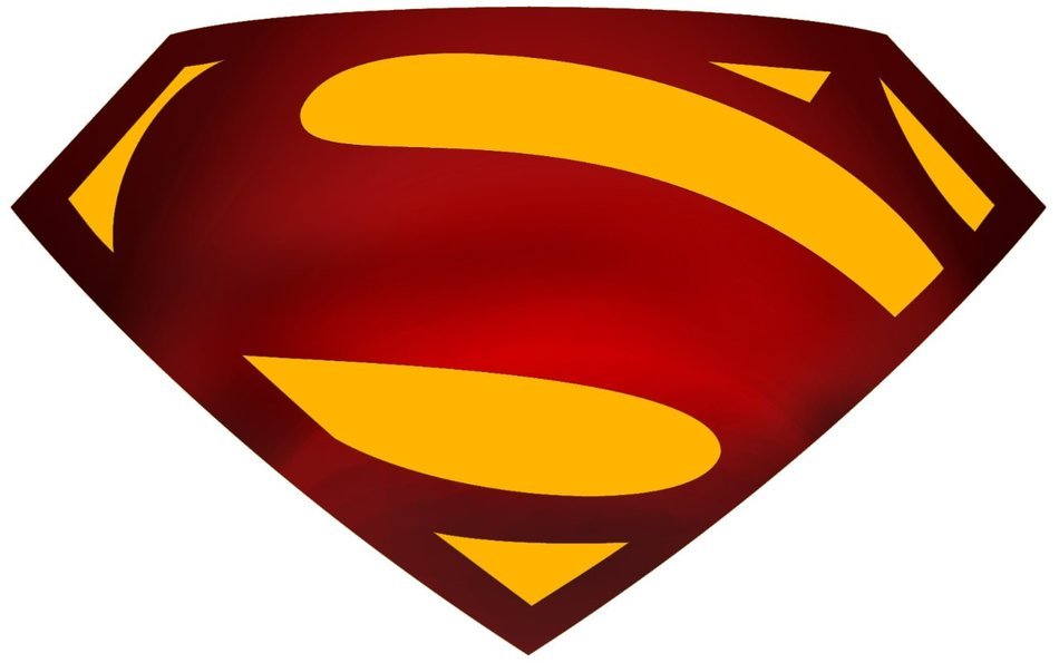 yellow-red superman symbol on a white background