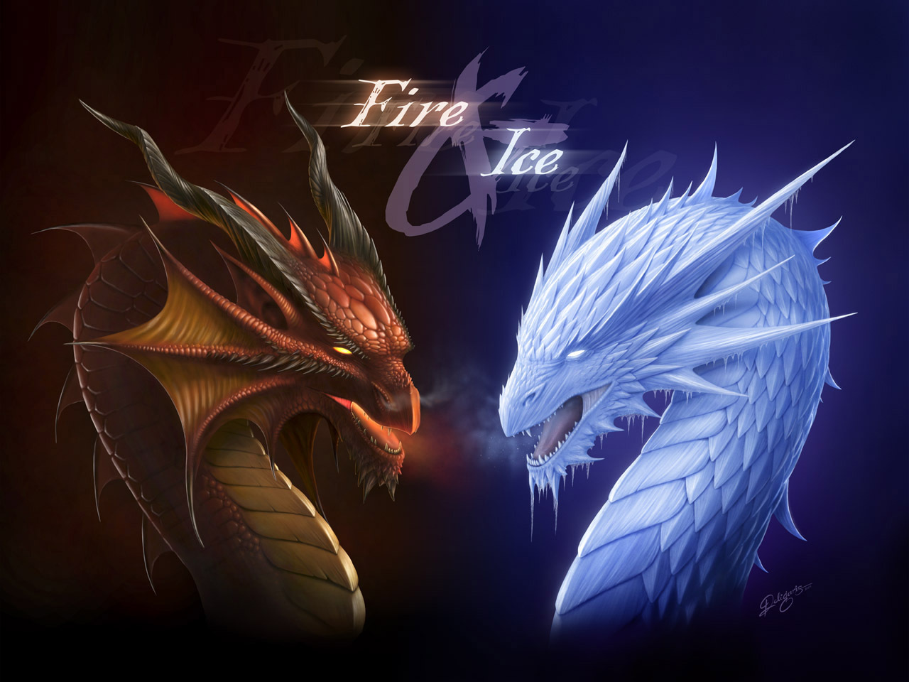 Dragons Fire And Ice Drawing Free Image