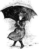 Girl In Rain With Umbrella drawing