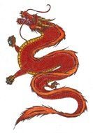 isolated Chinese red dragon