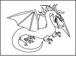 Black and white drawing of the dragon clipart