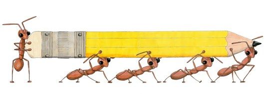 illustration of ants with a pencil