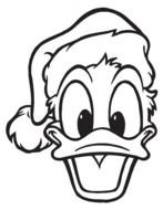 Donald Duck head in Santa hat