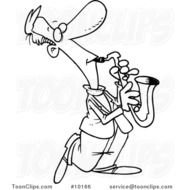 Cartoon Saxophone Player Black And White