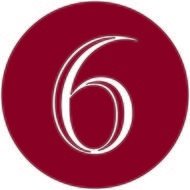 number six drawn on a burgundy ball