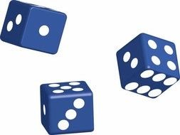 three blue dice