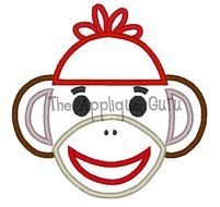 Sock Monkey Applique Embroidery Design